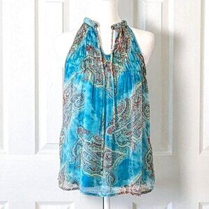 ADIVA Women's Sleeveless Blouse Top  Size S  Aqua Print  NWOT